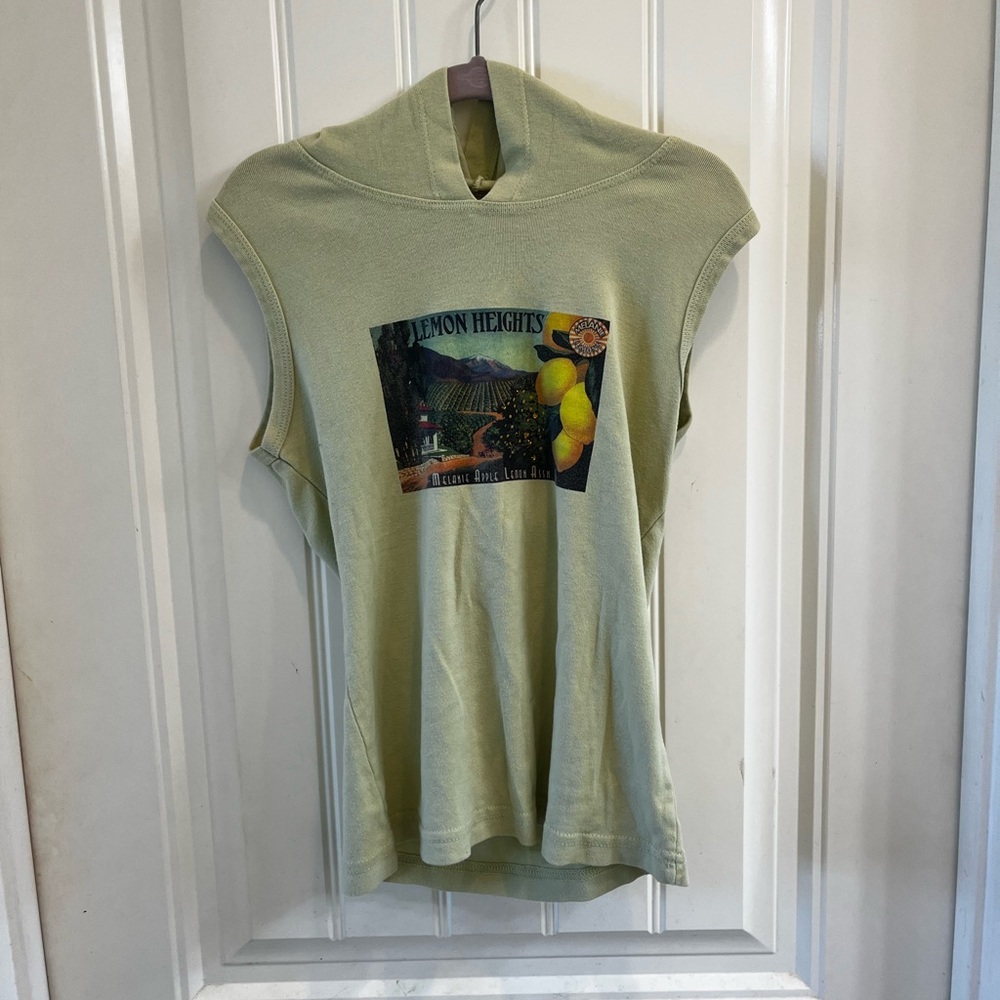 Melanie Apple Lemon Heights Graphic Sleeveless Top With Hood - Green